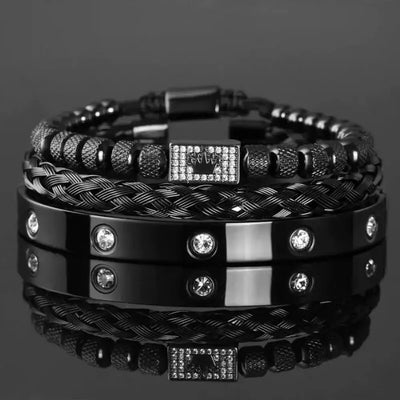 Black Crystal Bracelet Set - Schwarze Krone
