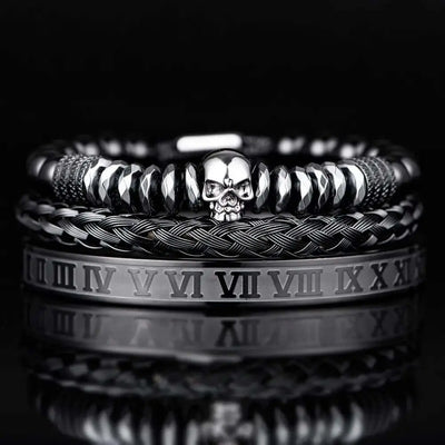 Black Skull Bracelet Set - Nero - Black Skull A