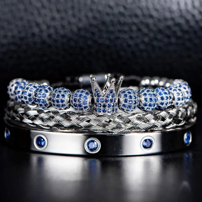 Blue Crystal Bracelet Set - Blaue Kugeln mit Krone