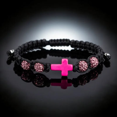 Cross Beaded Bracelet - Rosa