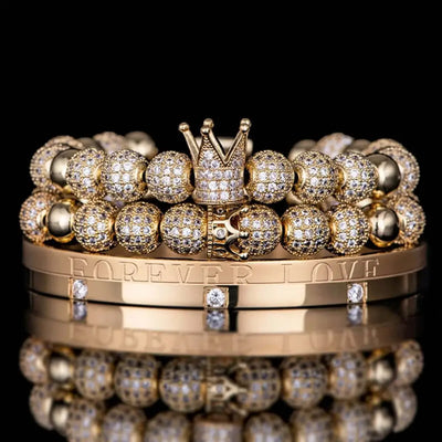 Luxury Double Crown Bracelet Set - Gold