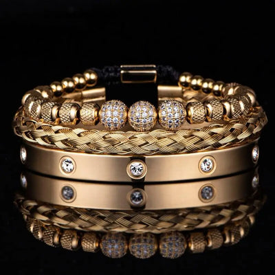 Luxury Royal Beads Bracelet Set - Gold