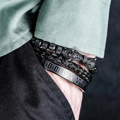 Roman Double Leopard Bracelet Set